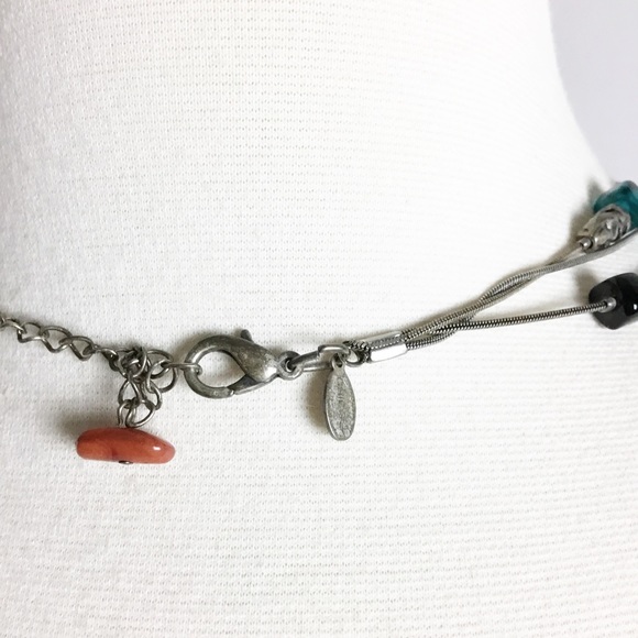 Vintage Chico’s Boho Native Style Necklace Adjustable Silver Turquoise - Picture 3 of 5